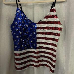 Miss Chievous Patriotic Sequin Camisole - Red, White, Blue